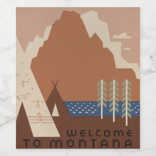 Montana State Native American Indian Tribes WPA ワインラベル (シングルラベル)