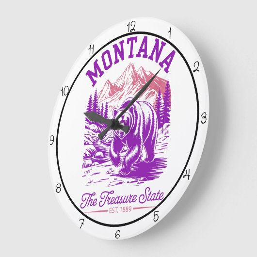 Montana Treasure State Bear ラージ壁時計 (傾斜)