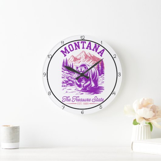 Montana Treasure State Bear ラージ壁時計 (ホーム)
