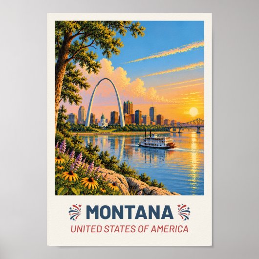 Montana USA – Vintage Travel Poster ポスター (正面)