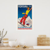 Montana Valais Switzerland Vintage Ski Poster ポスター (キッチン)