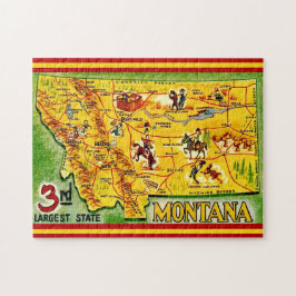Montana Vintage Map 11x14 ジグソーパズル