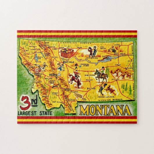 Montana Vintage Map 11x14 ジグソーパズル (横)