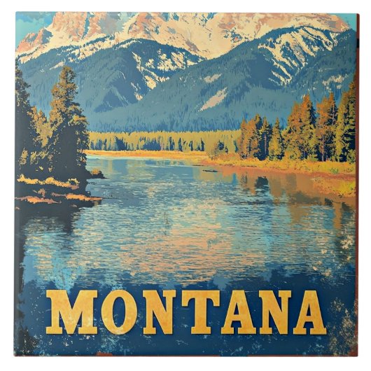 Montana Vintage Travel Poster タイル (正面)