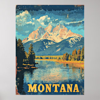 Montana Vintage Travel Poster ポスター