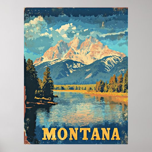 Montana Vintage Travel Poster ポスター (正面)