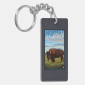 MontanaBisonのヴィンテージ旅行ポスター キーホルダー (正面左)