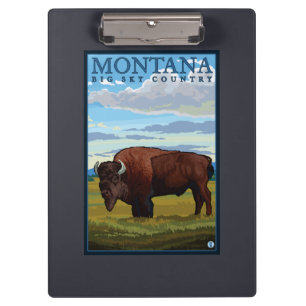 MontanaBisonのヴィンテージ旅行ポスター クリップボード