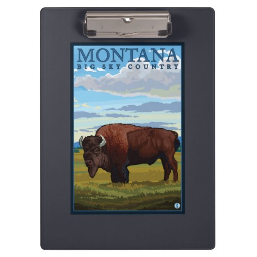 MontanaBisonのヴィンテージ旅行ポスター クリップボード (正面)