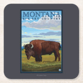 MontanaBisonのヴィンテージ旅行ポスター スクエアペーパーコースター (正面)