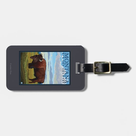 MontanaBisonのヴィンテージ旅行ポスター ラゲッジタグ (正面横)