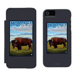 MontanaBisonのヴィンテージ旅行ポスター iPhone SE/5/5sウォレットケース