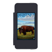 MontanaBisonのヴィンテージ旅行ポスター Incipio iPhoneウォレットケース (フォリオ 正面)