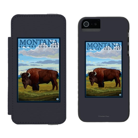 MontanaBisonのヴィンテージ旅行ポスター Incipio iPhoneウォレットケース (並び)