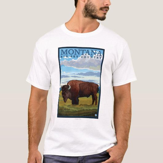 MontanaBisonのヴィンテージ旅行ポスター Tシャツ (正面)