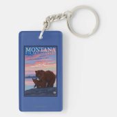 MontanaMommaくまおよびカブスのヴィンテージ旅行 キーホルダー (裏面)