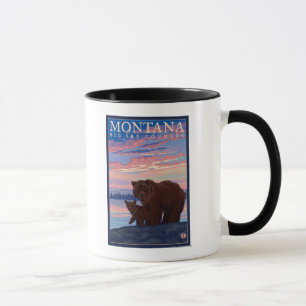 MontanaMommaくまおよびカブスのヴィンテージ旅行 マグカップ