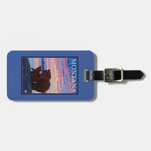 MontanaMommaくまおよびカブスのヴィンテージ旅行 ラゲッジタグ (正面横)
