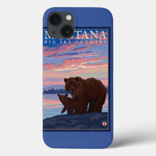 MontanaMommaくまおよびカブスのヴィンテージ旅行 iPhone 13ケース