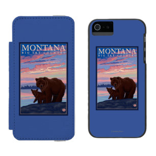 MontanaMommaくまおよびカブスのヴィンテージ旅行 iPhone SE/5/5sウォレットケース