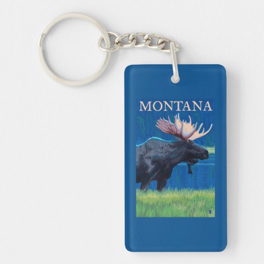 MontanaMooseのヴィンテージ旅行ポスター キーホルダー (正面)