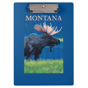 MontanaMooseのヴィンテージ旅行ポスター クリップボード