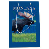 MontanaMooseのヴィンテージ旅行ポスター ミディアムペーパーバッグ (正面)