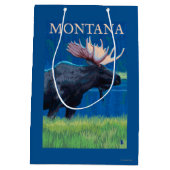 MontanaMooseのヴィンテージ旅行ポスター ミディアムペーパーバッグ (裏面)