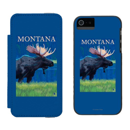 MontanaMooseのヴィンテージ旅行ポスター Incipio iPhoneウォレットケース (並び)