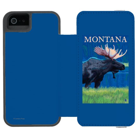 MontanaMooseのヴィンテージ旅行ポスター Incipio iPhoneウォレットケース (フォリオオープン)