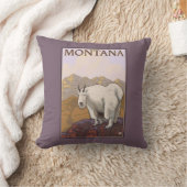 MontanaMountainのヤギのヴィンテージ旅行ポスター クッション (ブランケット)