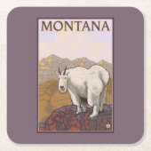 MontanaMountainのヤギのヴィンテージ旅行ポスター スクエアペーパーコースター (正面)