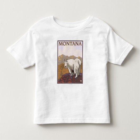 MontanaMountainのヤギのヴィンテージ旅行ポスター トドラーTシャツ (正面)