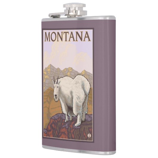 MontanaMountainのヤギのヴィンテージ旅行ポスター フラスク (左)