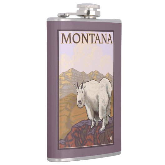 MontanaMountainのヤギのヴィンテージ旅行ポスター フラスク (右)
