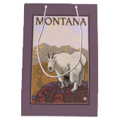 MontanaMountainのヤギのヴィンテージ旅行ポスター ミディアムペーパーバッグ (裏面)
