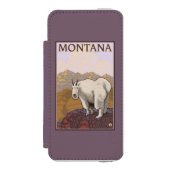 MontanaMountainのヤギのヴィンテージ旅行ポスター Incipio iPhoneウォレットケース (フォリオ 正面)