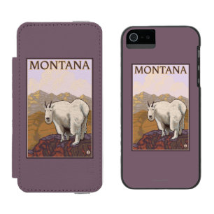 MontanaMountainのヤギのヴィンテージ旅行ポスター iPhone SE/5/5sウォレットケース