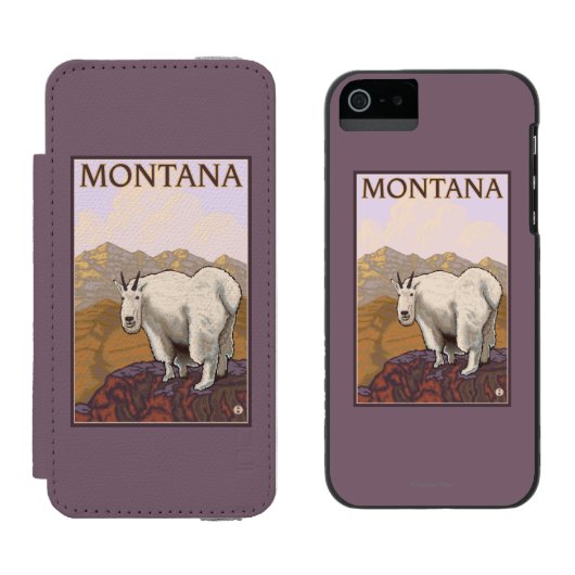MontanaMountainのヤギのヴィンテージ旅行ポスター Incipio iPhoneウォレットケース (並び)