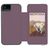 MontanaMountainのヤギのヴィンテージ旅行ポスター Incipio iPhoneウォレットケース (フォリオオープン)