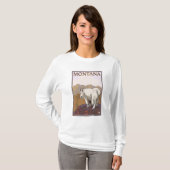 MontanaMountainのヤギのヴィンテージ旅行ポスター Tシャツ (正面フル)