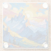 Montañas al amanecer con resplandor ガラスコースター (裏面)