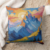 Montañas al amanecer con resplandor クッション (ブランケット)