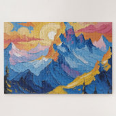 Montañas al amanecer con resplandor ジグソーパズル (横)