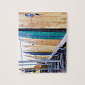 Montaukのビーチのヴィンテージのサーフボード ジグソーパズル (縦)