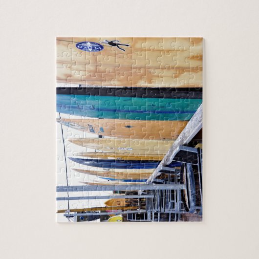 Montaukのビーチのヴィンテージのサーフボード ジグソーパズル (縦)