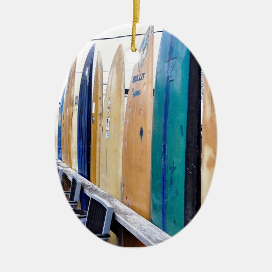 Montaukのビーチのヴィンテージのサーフボード セラミックオーナメント