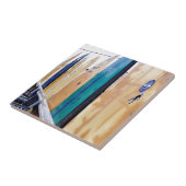 Montaukのビーチのヴィンテージのサーフボード タイル (側面)