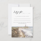 MONTAUKニューヨーク水彩海岸線RSVPカード 招待状 (正面)