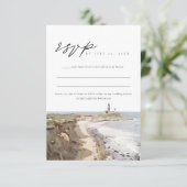 MONTAUKニューヨーク水彩海岸線RSVPカード 招待状 (スタンド正面)